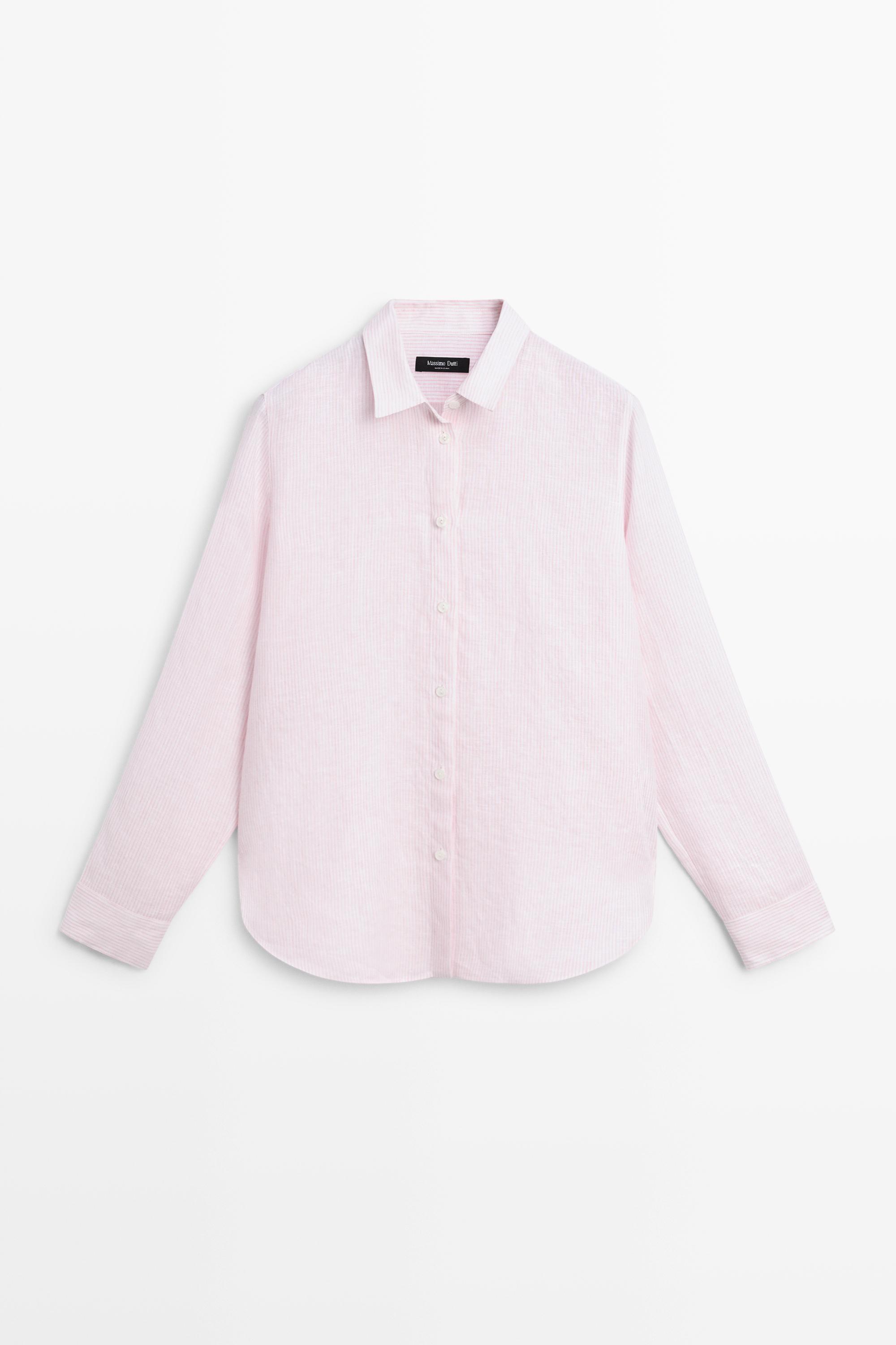 100% linen shirt with striped details
